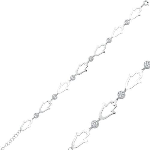 Original 925 Sterling Silver Fatma Mother Hand Wristband for Women , Stylish, Aesthetic and Flashy, bracelet Types for Women