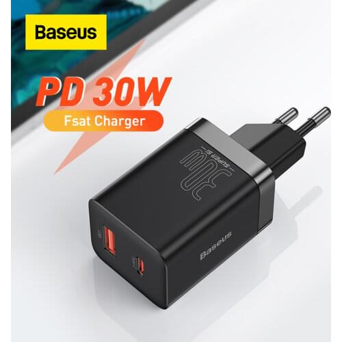Baseus PD Charger 30W USB Type C Fast Charger QC3.0 USB C Quick Charge 3.0 Phone Charge for iPhone 12 X Xs 8 Macbook