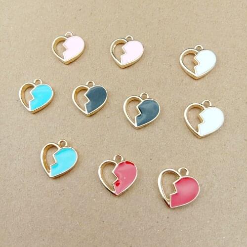 10pcs 13x15mm enamel heart charms for jewelry making earring pendant bracelet and necklace charm