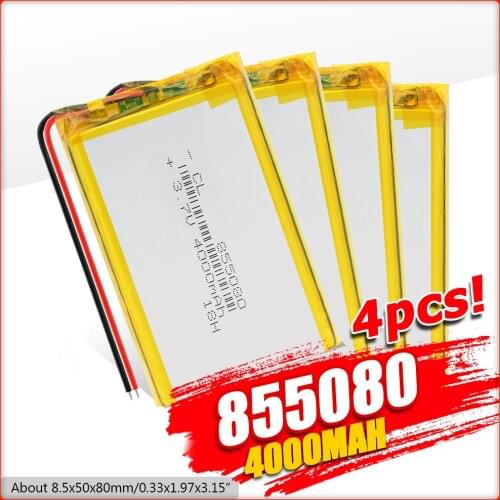 3.7V 4000mAh 855080 Lithium Battery Replacement Li-Po Lithium Li-polymer Batteries Replacement For MP4 MP5 Tablet DVD