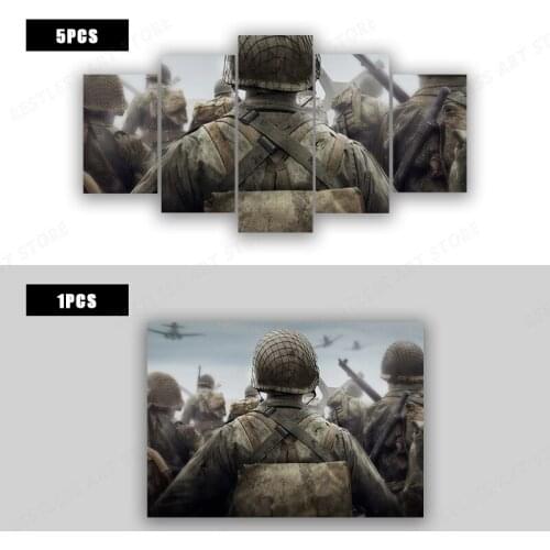 Soldier back going to battle peace mood ww2 artwork living room decoration home art decor wood frame fabric poster