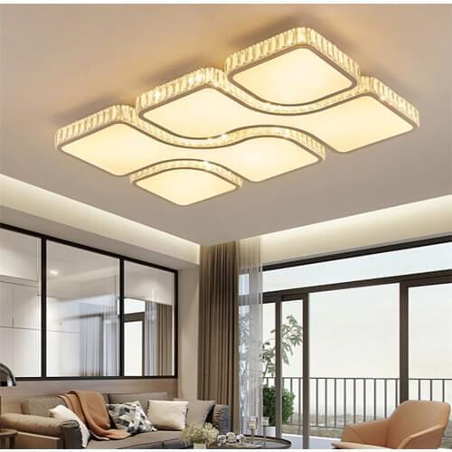 LED Crystal Ceiling Lamp Simple Modern Atmosphere Rectangular Chandeliers Ceiling Nordic Room Bedroom Living Room Lighting
