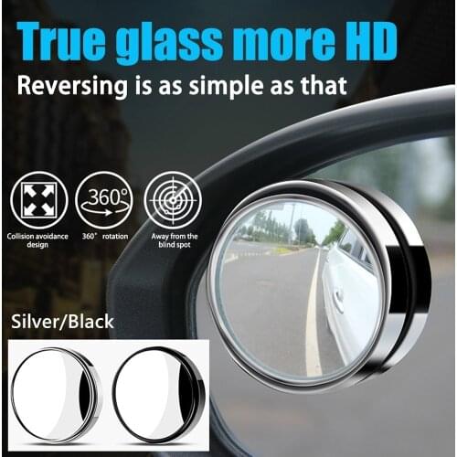 Car small round mirror 360 degree adjustable rearview mirror blind spot super clear auxiliary reversing wide angle reflective