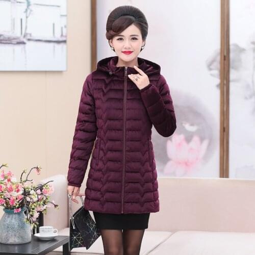 Winter jacket women female mothers parka mid-length large size pure color hooded gold velvet cotton coat women
