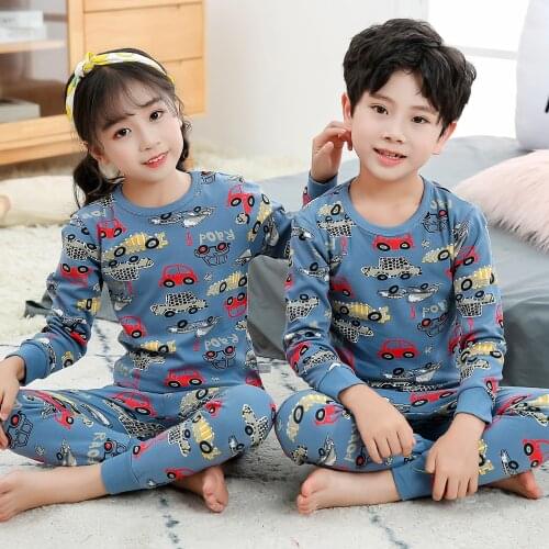 Winter Boys Girls Clothes Baby Pajamas Cotton Long sleeve Top+Pants 2pcs Pyjamas Kids Set Cartoon Dinosaur Childrens Sleepwear