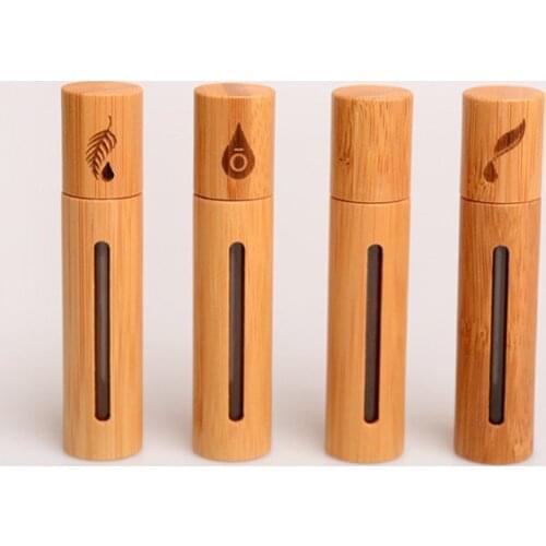 10/30Pcs New Bamboo Wood Bottle Perfume Empty Oil Bottle Stainless Roll On Ball Perfume Aromatherapy Bottle Oil Roller Bottle