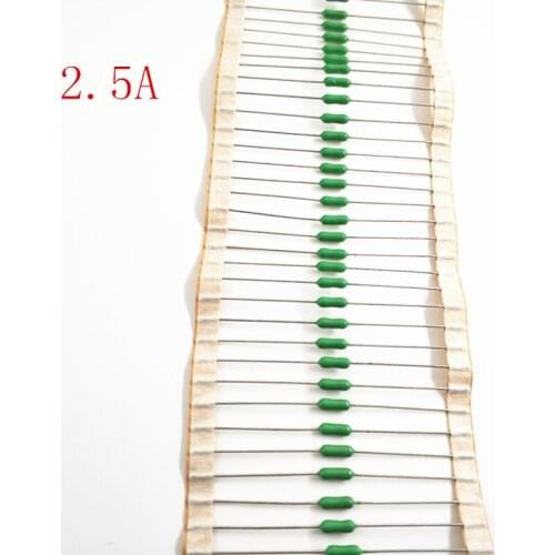 100pcs/lot 2.5A 125V/250V 2.4*7mm Axial Lead Green Fuse 2.5A 2.4 x 7 Fast Blow PICO Resistance Fuse