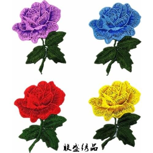 100pcs/lot Embroidery Patches Rose Flower Floral Leaf Clothing Decoration Underwear Accessories Diy Iron Heat Transfer Applique