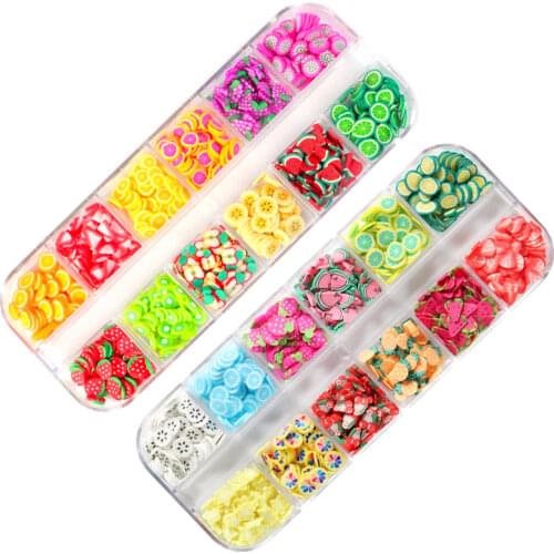 2 Boxes Fruits Polymer Clay Slices Slime Cherry Strawberry Watermelon Resin Jewelry Making Accessories Fruit Nail Art Flakes