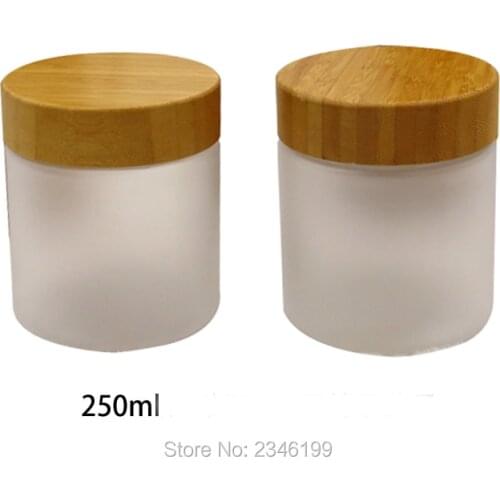 250ML 250G 10pcs/lot Empty Plastic Cream Jar with Bamboo Cap, DIY Matte Plastic Cosmetic Container, Top Grade Cosmetic Cream Box
