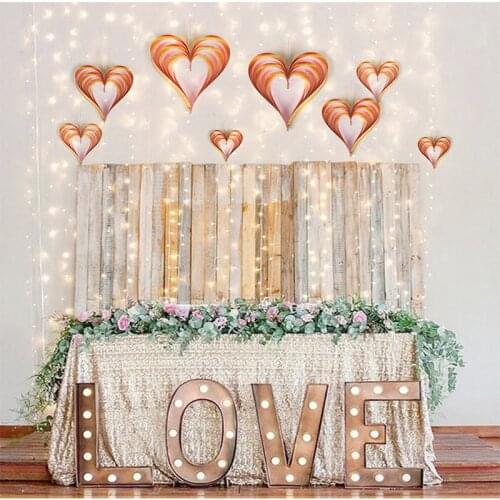 4pcs/set Love Heart Flag Banners Birthday Party Decor Gold Pink Wedding Flags Party DIY Decoration Supplies
