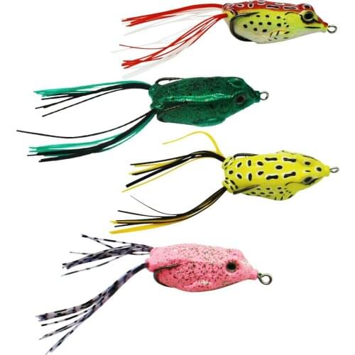 4pcs Plastic Hard Fishing Lures Mixed Color Ray Frog Fishing Lures Double Hook Artificial Minnow Crank fishin With Weight 21g