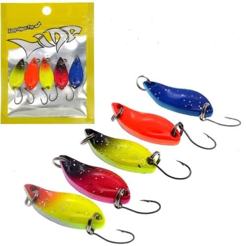 5pcs/lot 5g 3cm Fishing Metal Spoon Lure Bait For Trout Bass Spoons Fishing Tackle Bait