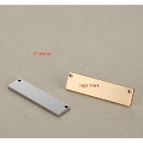 50pcs/lot 9*45mm Stainless Steel material Long Bar Customized Charm with your own logo For Diy Handmade Jewellery Making