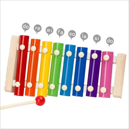 8 Scales Rainbow Colorful Xylophone Childrens Musical Instruments Set Cute Kid Baby Educational Developmental Wooden Toys Gift