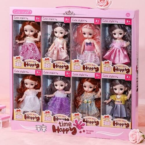 8pcs Set BJD 16cm 13 Ball Joints Dolls with Clothes Dress Up BJD Doll Girl Toy Birthday Gift 8pcs Randomly