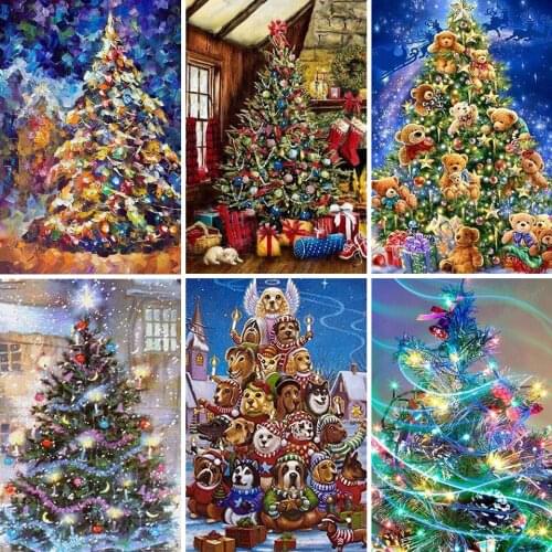 5D DIY Diamond Painting Christmas Tree Gift Cross Stitch Full Drill Diamond Embroidery Mosaic Picture of Rhinestones Home Decor