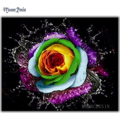 Flowers Diy Diamond Painting Color Rose Diamond Mosaic Full Square/ Round Drill Diamond Embroidery Cross Stitch Rhinestones Home