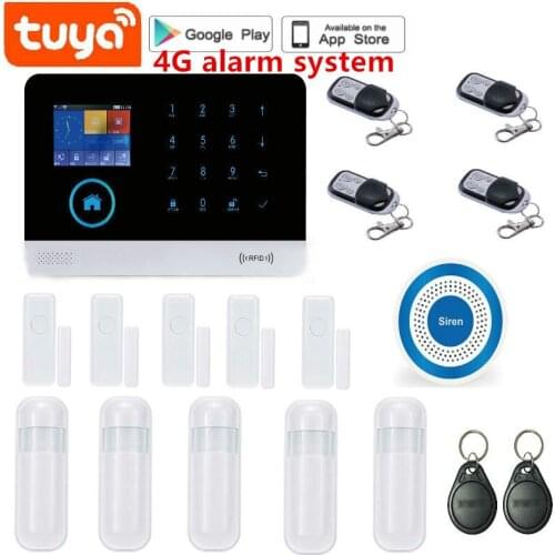 4G wireless wifi gsm alarm system 2.4inch TFT display door sensor home security alarm systems Wired Siren Kit