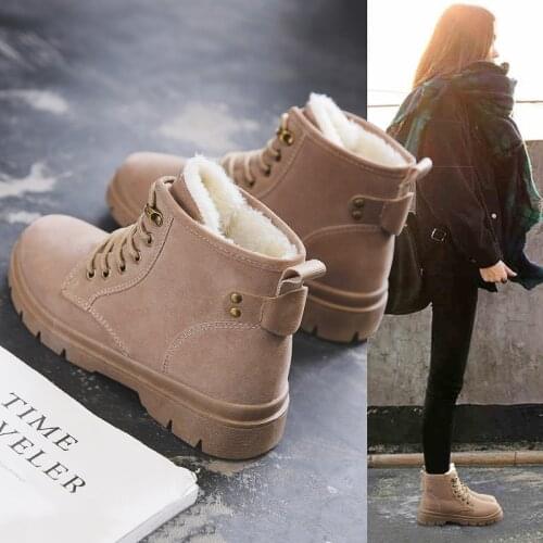 2019Snow Boots Women Classic Faux Suede Winter Women Boots Warm Plush Female Ankle Boots Hot Women Shoes Lace-up Shoes Woman