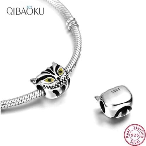Genuine S925 Sterling Silver Beads Silver 925 Charms Owl Animal Bead Bracelet Accessories DIY Jewelry