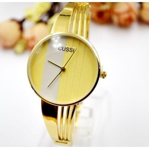 CUSSI Luxury Brand Gold Womens Watches Quartz Wristwatches Ladies Bracelet Watches Stylish Dress Watches relogio feminino Gifts