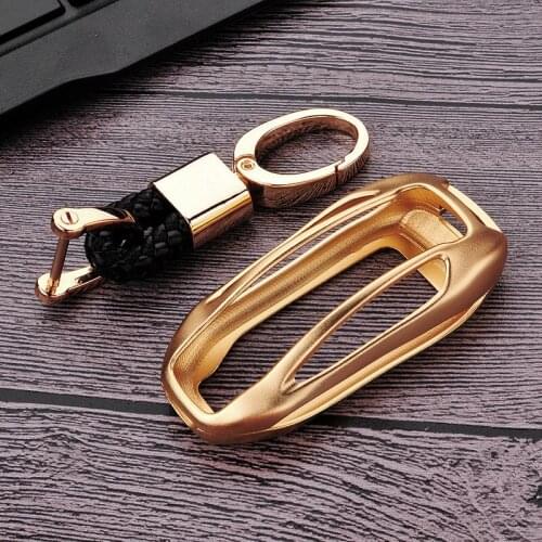 2020 New Metal Car Key Case for Tesla Model X Auto Key Shell Car Key Cover Ring Keychain Aluminum Alloy Key Covers Casees