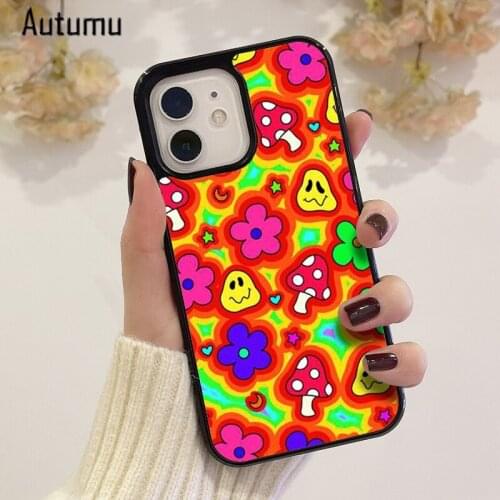 Phone Case for iPhone 12 mini X XS XR 11 Pro Max SE 2020 5 6S 7 8 Plus Samsung Galaxy S9 S10 S20 S21 Trippy Hippie pattern Cover
