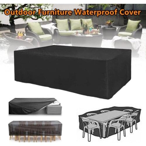 Outdoor Furniture Waterproof Cover Black 210D Oxford Cloth Rectangular Table Chair Cover Patio Garden Protective Cover