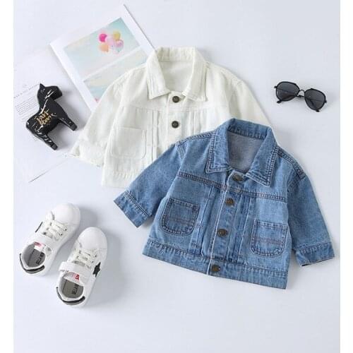 2 3 4 5 6 Years Girls Jackets Korean Cartoon Bear Print Denim Baby Coat for Boys 2019 Spring Autumn Fashion Outwear Kids Clothes