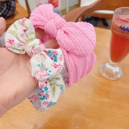 3Pcs/set Floral Texture Design Baby Headbad Solid Candy Color Bowknot Baby Elastic Headband For Children Hair Accessories