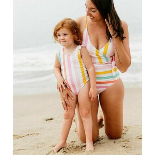 Toddler Baby Kids Girls Beach Striped Swimsuit Swimwear Bikini Set Monokini Bathing Suit