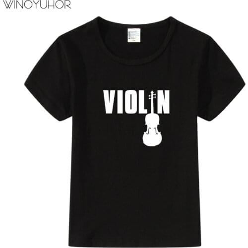 Violin Print Girls T Shirt Cartoon Funny Casual Kids Clothes Summer Harajuku Short Sleeve T-Shirt Baby Boys Tops