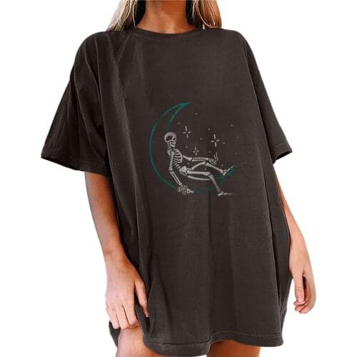 Womens T Shirt Vintage Drop Sleeves Printed Pattern Casual Short Sleeve Top Mujer Summer Tshirt Tops Y2k Топ Футболка Женский