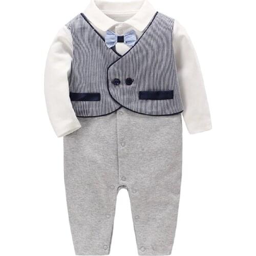 Ins Hot Sale Newborn Baby Boys Gentlemen Style Bodysuit