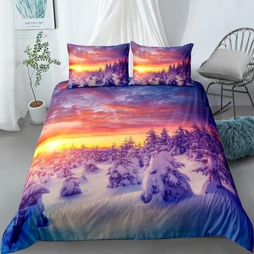 Fantasy Snow Scenery Bedding Set Comforter Fashion Modern 3D Print Luxury Duvet Cover Set Home Textile Queen King Single Size