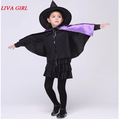 LIVA GIRL Arrival Halloween Party Children Kids Cosplay Witch Costume For Girls Halloween Costume Party Witch Dress With Hat