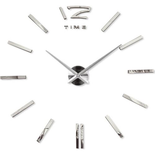 Fashion 3D Super Big size Mirror Silver color metal Waterproof Wall clocks Home Decor 100-130cm