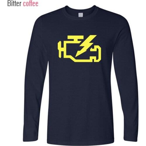 Autumn and Winter Hot Sale Long Sleeve O-Neck T Shirt Cotton CHECK ENGINE LIGHT Mens Printing High Quality Tee Shirt Euro Size