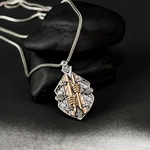 Special Design Vintage Captive 925 K Silver Male Necklace