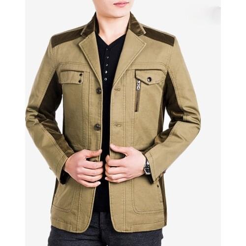 Spring Autumn Luxury Men Cargo Blazers New Fashion Brand High Quality Slim Fit Suit Chinese Jacket Ropa Hombre Men Clothing D142