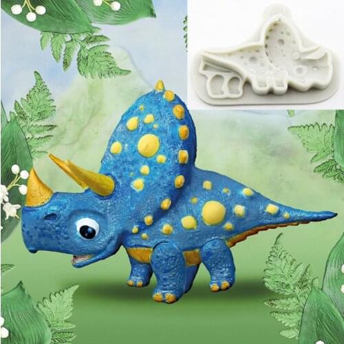 New Triceratops Cake Silicone Mold Fondant Mold Birthday Cake Decorating Tools Chocolate Gumpaste Mould Dessert Baking Mould