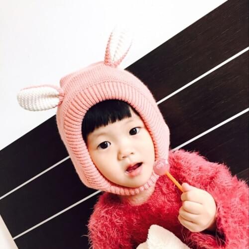 New Autumn Winter Unisex Kids Baby Girls & Boys Knitted Hat with Fleece Cute Dog Hat Baby Bonnet Photo Props Keep Warm