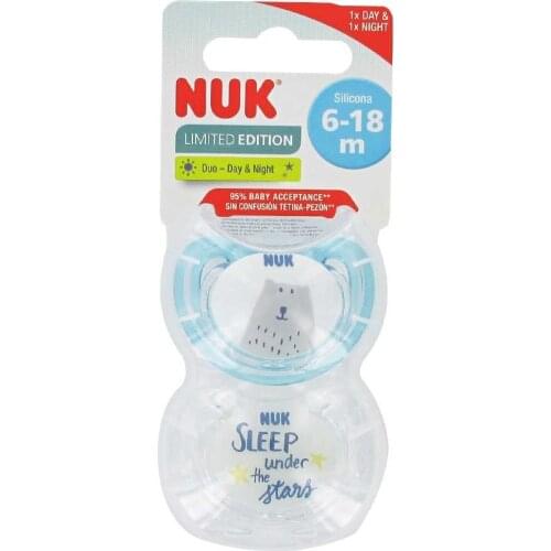 NUK CHUPETE LIMITED EDITION DUO DAY&NIGHT 6-18 MESES SILICONA