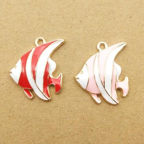 10pcs 15x22mm enamel fish charms for jewelry making and crafting cute earring pendant necklace bracelet charms
