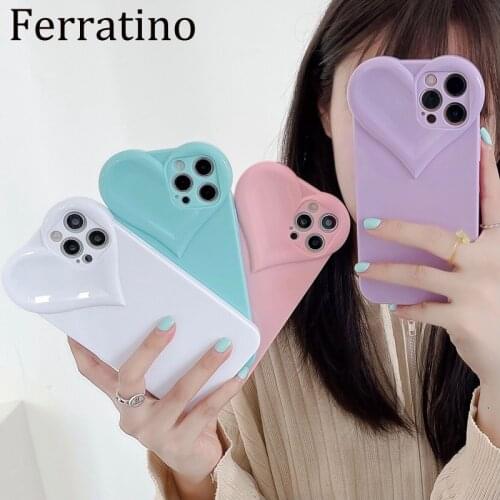 Ins 3D Stereo Love Heart Camera Girly Clear Case for iphone 11 12 Pro Max 11pro XR X XS 7 8 Plus SE 2020 Candy Color Soft Cover