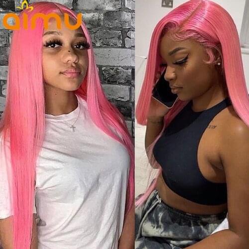 HD Transparent Pink Blonde Straight 613 13x5 Lace Frontal Wig Full Pre Plucked Lace Front Wig 30 Inch 180 Density Human Hair Wig