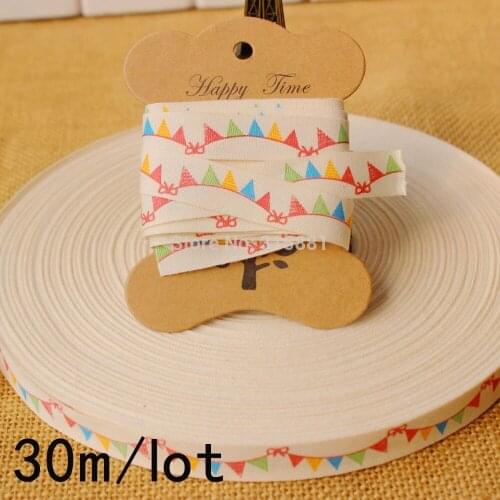 Multicolor Party Banner Cotton Ribbon for gift wrap, hair bows, hair accessories 30m/lot