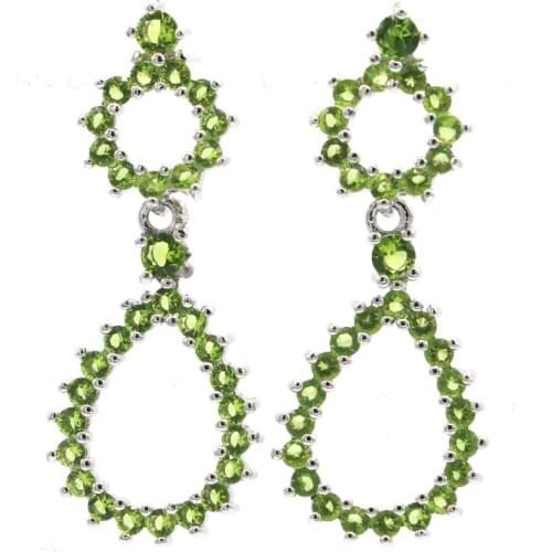 57x27mm Anniversary Silver Earrings For Ladies Created Tanzanite Paris Blue Topaz CZ Fine Jewelry Daily Wear