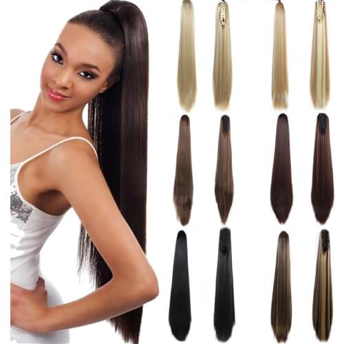 MEIFAN Long Straight Ponytail Wigs Clip In Hair Tail Ponytail Hairpins Synthetic Heat Resistant Extensions Fake Hairpiecs